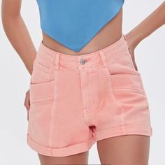 Pink Jean Shorts. Brand New With Tag Size Large. Trendy Forever 21 Bottoms With Pockets, Forever 21 High Waist Shorts For Spring, Forever 21 High Waist Summer Bottoms, Forever 21 Summer Bottoms With Pockets, Trendy Forever 21 Shorts For Spring, Chic Pink Forever 21 Bottoms, Forever 21 High-waisted Shorts For Spring, Forever 21 Short Bottoms With Pockets, Forever 21 Pink Summer Bottoms