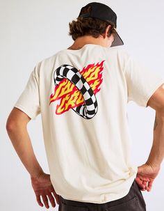 Santa Cruz Goal Flame Tee. Graphic Screened On Left Chest And Back. Ribbed Crew Neckline. Short Sleeve. 100% Cotton. Machine Wash. Imported. Flame Tshirt Design, Santa Cruz Tshirt, Santa Cruz Clothing, Santa Cruz Logo, Skateboard Logo, Wwe T Shirts, Santa Cruz Shirt, Flannel Sweatshirt, Boys Graphic Tee