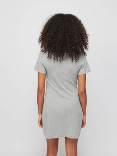 A feminine twist (front) on your every day T-shirt dress. You're welcome. (This one comes in Heather Grey.) | Fortuna Dress in Heather Grey | Ethical Essentials Fitted Casual T-shirt Dress For Loungewear, Cotton Crew Neck T-shirt Dress For Loungewear, Crew Neck Cotton T-shirt Dress For Loungewear, Cotton T-shirt Dress For Everyday, Cotton T-shirt Dress With Crew Neck For Daywear, Cotton Crew Neck T-shirt Dress For Daywear, Casual Cotton V-neck T-shirt Dress, Casual Crew Neck T-shirt Dress For Daywear, Casual Cotton T-shirt Dress