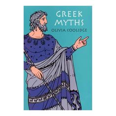 the greek mythology book cover with an image of a man in blue and grey clothing