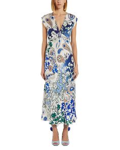 Marella Alida Dress Women - Bloomingdale's Silk A-line Dress For Garden Party, Floral Print V-neck Evening Dress, Silk Sheath Maxi Dress For Spring, Silk Floral Print Sheath Dress, Silk Sheath Dress With Floral Print, Silk V-neck Dress For Casual Occasions, Bridal Boots, Formal Cocktail Party, Evening Formal