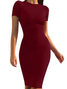 PRICES MAY VARY. Fabrics: 95% Polyester,5% Spandex, knee-length basic dress is soft, high stretchy, warm and not see through Design: Long sleeve slim dress, Simple classic, Casual basic bodycon dress, This midi dress is stretchy but fitted, Fits true to size, Fit like a glove Size: S:4-6, M:8-10, L:12-14, XL:16-18, Please feel free to contact us with any questions Occasion: This is a versatile style that can be dressed down with chunky sneakers and an oversized denim jacket, and up with heels fo Outdoor Wedding Casual, Midi Club Dress, Elegant Cocktail Party, Basic Bodycon Dress, Wedding Casual, Outfits With Jeans, Cute Outfits With Jeans, Slim Dress, Club Night