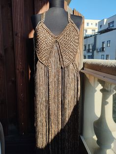 "You can wear this beautiful hand made dress as a beach wear, festival dress, etc. This boho dress is S-M size Model dimensions: Bust 31\", Waist 24\", Hip 35\"     NOTE: The dress could be only hand washed, just steam ironing. All our items are made to measure, and handmade.  We want to ensure a perfect fit of your individually customized garment, so once you place your order please send us a message with your measurements. (Waist circumference, Bust circumference, height and cup size)   If you Crazy Party, Fringed Dress, Macrame Dress, Clothing Diy, Coachella Fashion, Dress Birthday, Fringe Dress, Birthday Dress, Dress Boho