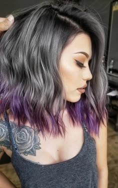 Purple Black Hair, Hair Color 2017, Trendy We Fryzurach, Honey Blond, Colored Hair Tips, Hair Color Unique, Black Hair Color, Hair Done, Hair Color Purple