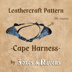 "Here is the pattern I use to make my shoulder/cape harness. It's quite basic, but it produces a classic result. One size fits most! Make sure you print them at their original or 100% size. It should fit on regular letter paper. Please let me know if you have any questions! I do not provide refunds, but I'm happy to help you in any way I can. Recommended Materials: 5-6oz veg tan leather for the main body (I use Oakleaf veg tan leather from tandyleather.com) 1\" D-Rings (I get my D-Rings from tandyleather.com) Buckle(s) (I use strap buckles from tandyleather.com) Metal rivets (make sure they're the right length for the thickness of your leather) Recommended Tools: Pencil X-Acto knife or other sharp blade Edge beveler Hole punch (the size of your rivets) Easy Riveter kit (anvil and riveter s Cottage Witch, Shoulder Cape, Star Wars Fashion, Leather Craft Patterns, Shoulder Armor, Veg Tan Leather, Diy Pattern, Letter Paper, Hole Punch