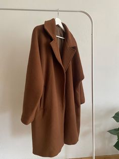 Premium Brown Vintage Wool Midi Overcoat - Etsy Turkey Womens Jackets, Brown Vintage, Vintage Wool, Size Clothing, Plus Size Outfits, Jackets & Coats, Jackets For Women, Ships, Plus Size