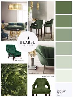 the interior design color scheme is green