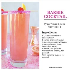 the recipe for barbie's pink lemonade cocktail