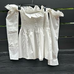 Brand New Never Worn. Doesn’t Have Size On It. I Think It’s M Because I Was Buying As A Medium Beautiful Blouses, White Cream, Cream White, Things To Think About, Off Shoulder, Womens Tops, Brand New, Cream, Women Shopping