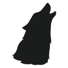 a black and white silhouette of a howling wolf