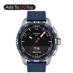 in stock Tissot T Touch, Blue Textile, Daylight Savings, Daylight Savings Time, Time Zones, Touch Screen Display, Blue Ceramics, Sapphire Crystal, The Watch