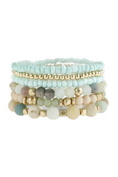 Six multi-beaded stretch bracelets make up this bracelet stack. Wear them together or alone. Stretch. Stacked Beaded Bracelets, St Patrick's Day Gifts, Beaded Stretch Bracelet, Bracelet Stack, Diy Bracelets, Stretch Bracelets, Bracelet Making, Turquoise Bracelet, Final Sale