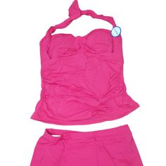 Swimsuits For All Halter B/H Twist And Skirt Hot Lava Two Piece Swimsuit Size 18 Top - 16 Bottom Color: Hot Lava The Product You See In The Picture Will Be Sent To You. Item Number: 151 Pink Fitted Tankini For Spring, Pink Fitted Swim Skirt For Swimming, Fitted Solid Color Swim Skirt For Beachwear, Fitted Tankini For Spring, Solid Fitted Tankini For Spring, Fitted Solid Color Tankini For Spring, Fitted Solid Color Swim Skirt For Summer, Pink Fitted Lined Tankini, Fitted Pink Lined Tankini