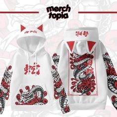 This cute, one of a kind Japanese White Snake Hoodie, with beautiful high-quality printing, will quickly become your favorite hooded sweatshirt. Perfect gift for friends and family members, especially for those who are passionate and interested in Japanese culture or are from Japan. : : : : : : : : : : : : : : : : : : : : : : : : : : : : : : : : : : : : : : : : : : : :  This product will take 5-7 business days to manufacture and will be shipped immediately after production. : : : : : : : : : : : Two Piece Hoodie Set, Winter Anime Print Hooded Top, Harajuku White Hoodie Tops, Harajuku Style White Hoodie Top, White Harajuku Hoodie Top, White Harajuku Style Hoodie Top, White Hooded Top With Anime Print, Red Hooded Sweatshirt For Halloween, Red Cartoon Print Hoodie For Winter