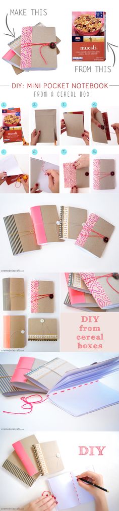 the instructions for how to make a diy mini pocket notebook