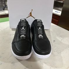 Women Size Nike Air Jordan 1 Low Slip On Shoes Sneakers Black/ White Av3918-001 Brand New Black Jordan Shoes With Perforations For Streetwear, Black Low-top Jordan Shoes With Perforations, Black Low-top Slip-on Sneakers With Perforations, Black Jordan Sports Shoes With Perforations, Black Jordan Shoes With Perforations For Sports, Black Low-top Jordan Shoes, Black Low-top Jordan Shoes With Laces, Black Leather Skate Shoes With Perforations, Sporty Black Skate Shoes With Perforations