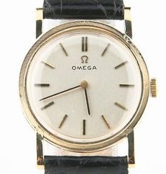 Vintage Omega 14k Yellow Gold Hand-Winding Mechanical Watch w/ Leather Strap  | eBay Formal Gold Leather Watch Band, Timeless Yellow Gold Watch Bands For Business, Timeless Yellow Gold Watch Accessories For Business, Timeless Analog Jewelry Watches For Formal Occasions, Timeless Yellow Gold Jewelry And Watches For Formal Occasions, Timeless 14k Gold Watch With Polished Finish, Classic Yellow Gold Watch Accessories For Business, Classic Yellow Gold Jewelry For Formal Occasions, Classic Yellow Gold Jewelry For Evening