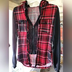 No Boundaries Red And Black Plaid Jacket. Really Cute! Size Is Xs. Brand New With Tag. Red Fitted Outerwear For Alternative Fashion, Fitted Red Outerwear For Alternative Fashion, Red Long Sleeve Outerwear For Alternative Fashion, Red Grunge Tops For Fall, Bomber Jackets, Red And Black Plaid, Plaid Jacket, No Boundaries, Black Plaid