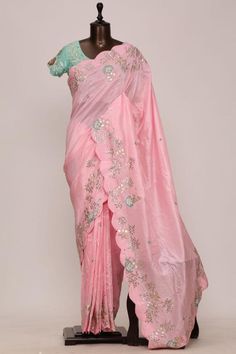 Buy Bubblegum Pink Gota Embroidered Tussar Silk Saree Online | Samyakk Mirror Work Blouse Design, Baby Hug, Simple Saree Designs, Crepe Silk Sarees, Mysore Silk Saree, Fancy Saree, Simple Sarees