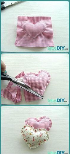 the instructions for how to make a heart - shaped hair bow with fabric and sequins