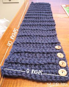 a crocheted table runner is shown with buttons on the end and measurements for each piece