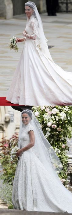 the royal wedding dress worn by princess elizabeth and prince edward, is shown in three different pictures