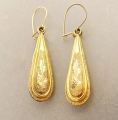 Antique Gold Filled Earrings Pierced Teardrop Vintage Jewelry - Etsy Victorian Teardrop Earrings, Gold Filled Earrings, Antique Gold, Jewelry Art, Antique Jewelry, Jewelry Earrings Dangle, Gold Filled, Dangle Drop Earrings, Vintage Jewelry