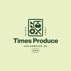 the logo for times produce los angeles, ca is shown on a light green background