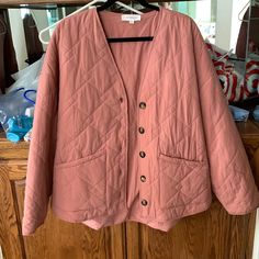 Euc- Never Worn. Make An Offer! Spring Quilted Long Sleeve Jacket For Layering, Spring Long Sleeve Quilted Jacket For Layering, Wishlist Pink, Quilted Jacket, Jackets & Coats, Jackets For Women, Sewing, Wardrobe, Pink