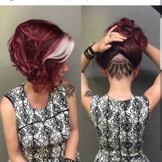 Short red hair cut. Nice!!! - Dope HairstylesBeehash Boston (@imallaboutdahair) on Instagram: “A little undercut design by @alexandre_takao on this amazing color. Last time I posted this photo…” Undercut Designs, Short Red Hair, Edgy Short Hair, Penteado Cabelo Curto, Undercut Hairstyles, Brunettes, Hair Dos, Purple Hair, Hair Designs