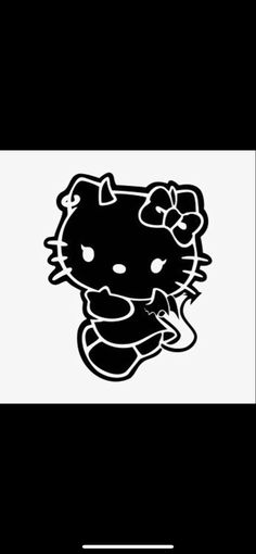 the hello kitty sticker is shown in black and white