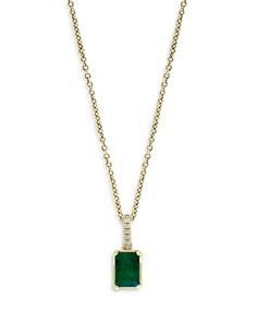 Bloomingdale's Emerald & Diamond Pendant Necklace in 14K Yellow Gold, 18 - 100% Exclusive Luxury Emerald Cut Emerald Necklace In Yellow Gold, Elegant Yellow Gold Emerald Necklace With Diamond Accents, Timeless Yellow Gold Emerald Necklace For Formal Occasions, Elegant Green Necklaces Stamped 14k, Luxury 14k Gold Emerald Necklace For Formal Occasions, Luxury Gold Emerald Necklace With Brilliant Cut, Luxury 14k Gold Emerald Necklace For Formal Events, Emerald Cut Yellow Gold Diamond Necklace For Formal Occasions, Emerald Cut Yellow Gold Diamond Necklace For Formal Events