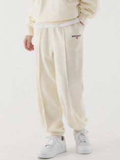 Composition : Cotton, PolyesterColor : Light Beige (general)_S, Light Beige (general)_M, Light Beige (general)_LCountry of Origin : Republic of Korea Jogger Sweatpants, Pin Tucks, Light Beige, Casual Pants, Sweatpants, Composition, Cream, Clothes For Women, Pants