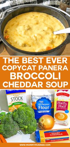 the best ever copycat panera broccoli cheddar soup is on display