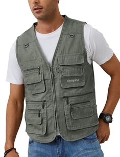 PRICES MAY VARY. 【Material】Men's travel fishing vest，utility vest men,made of lightweight breathable fabric, anti-pilling, not easy to shrink, comfortable to wear. This outdoor work safari vest for men is neatly sewn and stays flat without ironing. 【Multi-Pockets】Outdoor work safari vest cargo vest, suitable for men's leisure activities, freight, camping, work, hunting, fishing, travel, photo vest, front zipper and V-neck, with 16 different sizes of functional pockets and 3d rings, easy to hang Utility Vest Outfit Men, 3d Rings, Utility Vest Outfit, Men Vest Outfits, Photographer Vest, Vest Outfits Men, Safari Vest, Fishing Vest, Cargo Vest