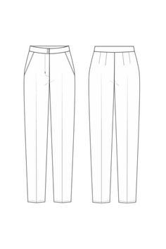 the front and back view of a women's pants with side zippers, on a white background