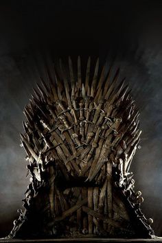 the iron throne from game of thrones is shown in front of a dark background