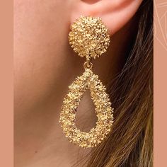 Gold Fashion Earrings. Perfect For Everyday Golden Statement Earrings, Large Gold Earrings, Claires Earrings, Cherry Drop Earrings, Hello Kitty Earrings, Teal Earrings, African Earrings, Luxury Earrings, Bridesmaid Accessories