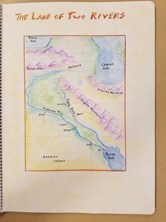 the land of two rivers is drawn in colored pencils on a piece of paper