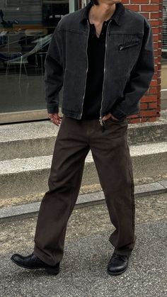 Worldwide shipping available Wide Leg Jeans Outfit Men, Dark Brown Pants Outfit Men, Concert Fits Men, Wave To Earth Concert Outfit, Wave To Earth Outfit, Men Concert Outfit, Concert Outfit For Men, Concert Outfit Ideas For Men, Concert Outfit Ideas Men