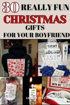 christmas gifts for boyfriends with the words, 30 really fun christmas gifts for your boyfriend