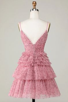 Blush Cute A Line Spaghetti Straps Homecoming Dress With Ruffles – Weitese Dress Pink Tiered Dress With Adjustable Straps, Feminine Ruffled Suspender Mini Dress, Feminine Mini Suspender Dress With Ruffles, Pink V-neck Dress With Delicate Straps, Pink Strap Dress For Prom, Pink Wedding Dress With Ruffled Straps, Pink Prom Dress With Ruffled Straps, Pink Dress With Adjustable Straps And Sweetheart Neckline, Pink Dress With Sweetheart Neckline And Adjustable Straps