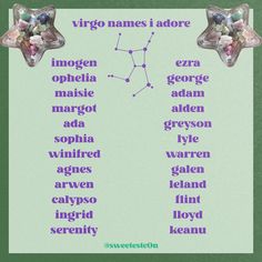 virgo aesthetic, earth sign aesthetic, zodiac names, girl boy feminine masculine neutral aesthetic, character name ideas inspiration <3 Zodiac Sign Username Ideas, Grunge Names Ideas, Earth Sign Aesthetic, Brazilian Names, Danish Names, Character Name Ideas, Masculine Names, Italian Names, Virgo Aesthetic