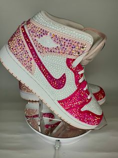 Bedazzled Nikes, Dressing Shoes, Jordan 1 Mids, Cute Casual Shoes, Casual Shoes Women Sneakers, Custom Sneakers Diy