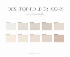 the desktop folder icons are shown in different colors and sizes, including beiges, creams