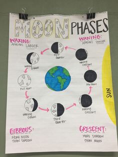 a bulletin board with phases of the moon