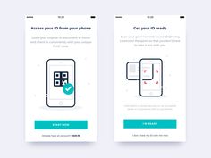 two mobile phone screens with the text,'get your id from your phone '