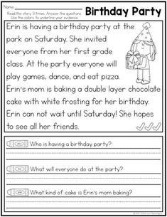 birthday party worksheet for kids