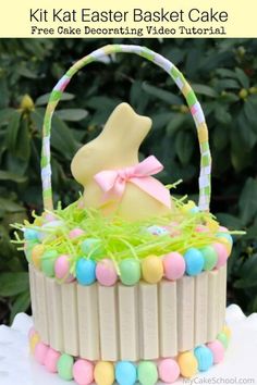 an easter basket cake made out of candy