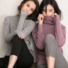 Korean Sweater Turtleneck Street Wear Outfit OG0702 Silver Blazer, Silver Pants, Black Friday Sales, Sweater Season, Two Piece Pants Set, Chiffon Mini Dress, Sleeveless Short Dress, Dress Women Elegant, Half Sleeve Tops